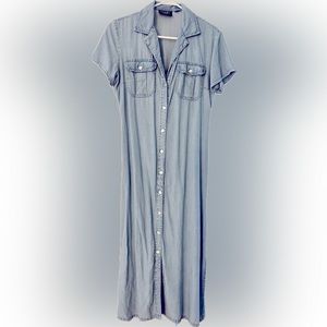 Denim chambray petite maxi dress